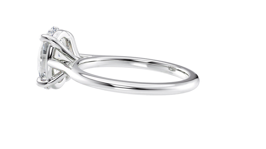Oval Solitaire Very Thin Band Diamond Engagement Ring