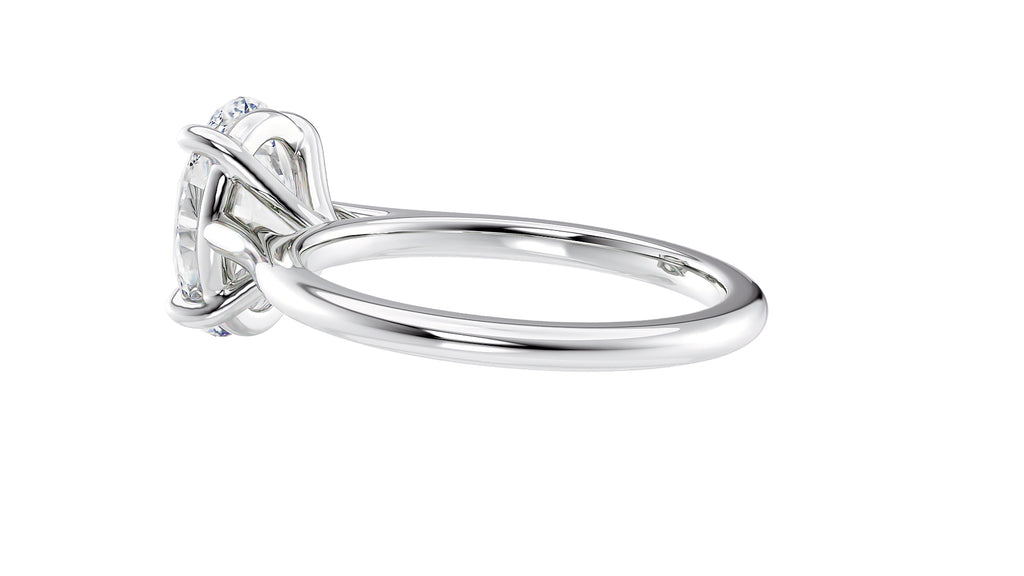 Oval Solitaire Very Thin Band Diamond Engagement Ring