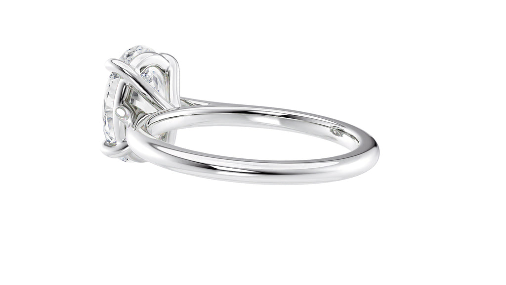 Oval Solitaire Very Thin Band Diamond Engagement Ring
