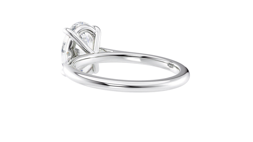 Oval Solitaire Very Thin Band Diamond Engagement Ring