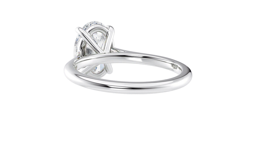 Oval Solitaire Very Thin Band Diamond Engagement Ring