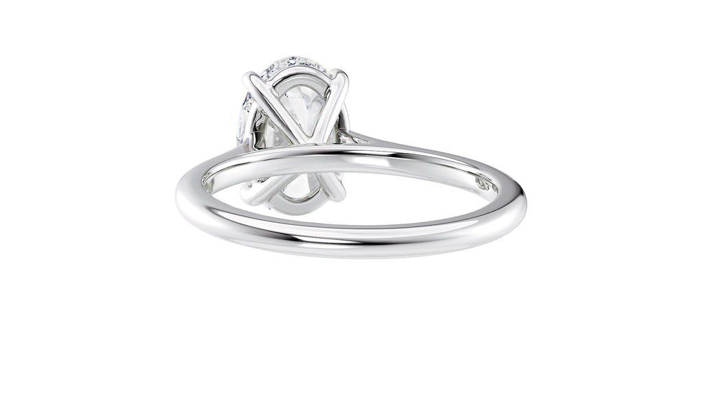 Oval Solitaire Very Thin Band Diamond Engagement Ring