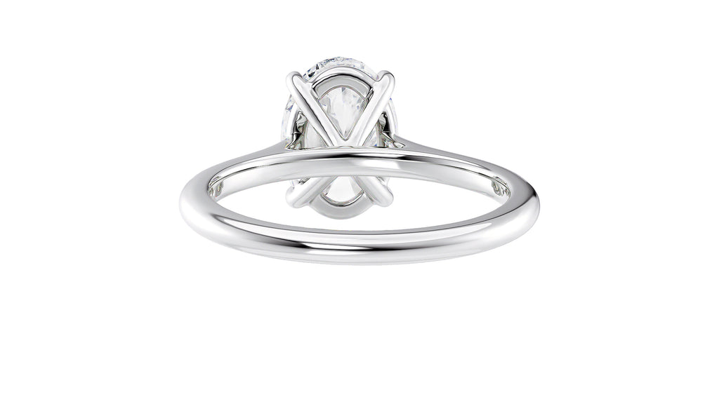 Oval Solitaire Very Thin Band Diamond Engagement Ring
