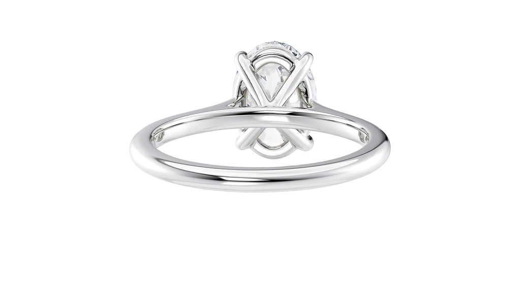Oval Solitaire Very Thin Band Diamond Engagement Ring