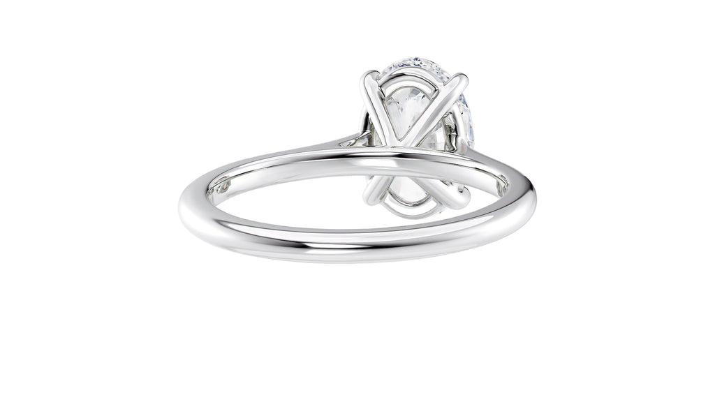 Oval Solitaire Very Thin Band Diamond Engagement Ring