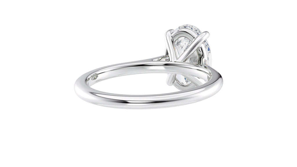 Oval Solitaire Very Thin Band Diamond Engagement Ring