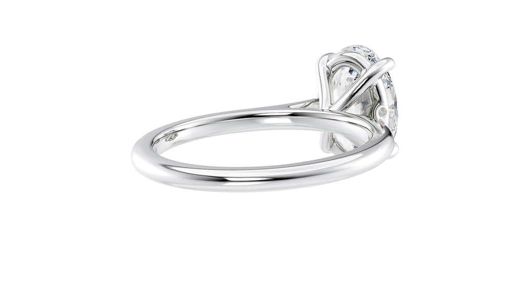 Oval Solitaire Very Thin Band Diamond Engagement Ring