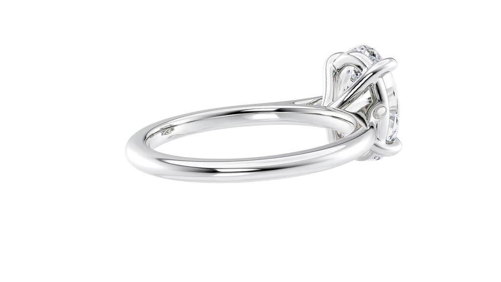 Oval Solitaire Very Thin Band Diamond Engagement Ring