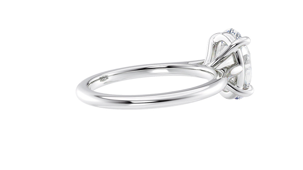 Oval Solitaire Very Thin Band Diamond Engagement Ring
