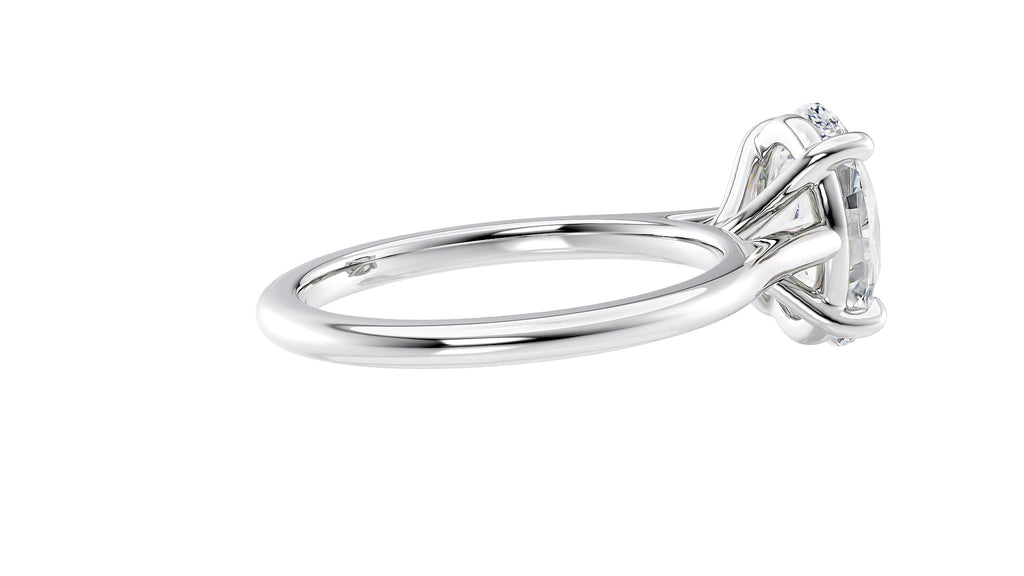 Oval Solitaire Very Thin Band Diamond Engagement Ring