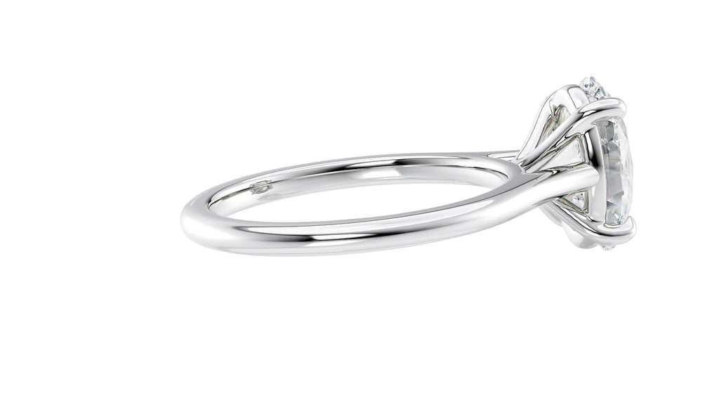 Oval Solitaire Very Thin Band Diamond Engagement Ring