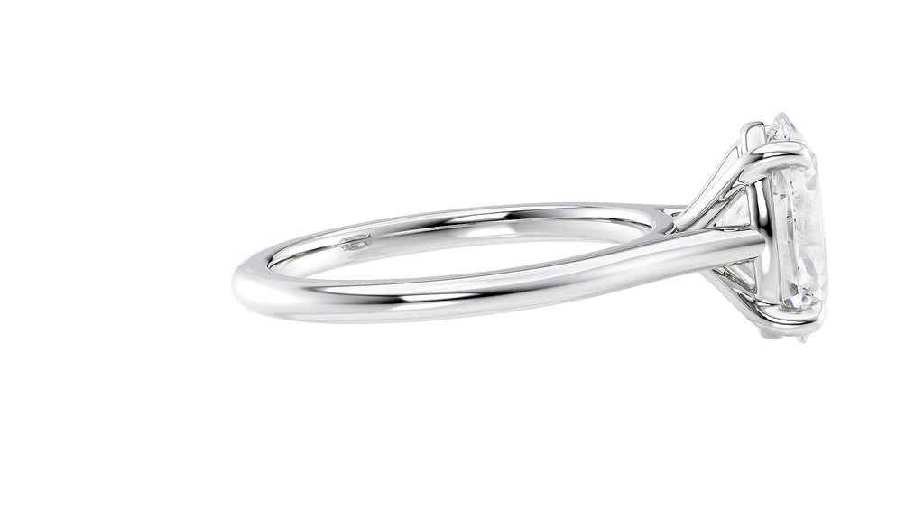 Oval Solitaire Very Thin Band Diamond Engagement Ring