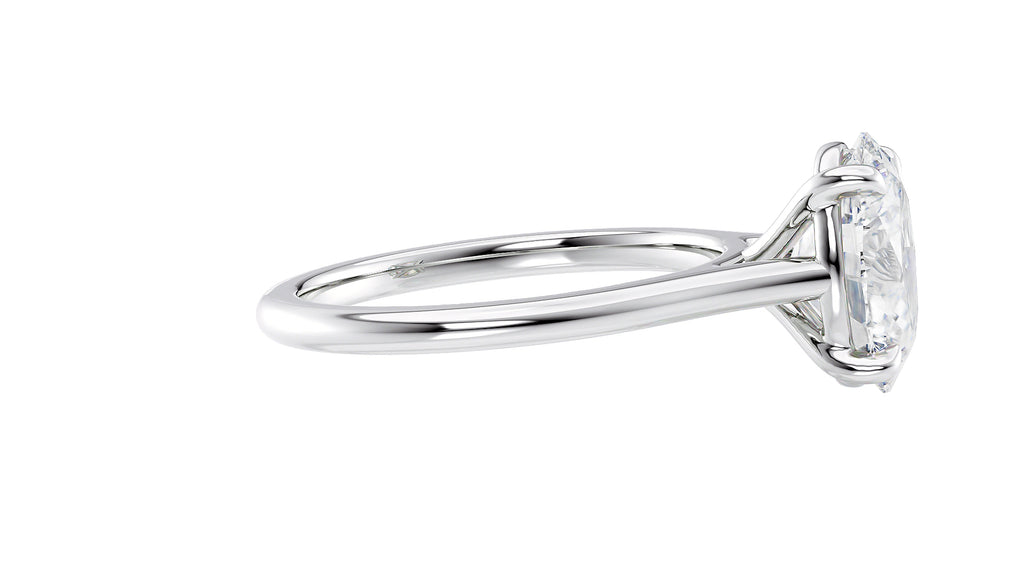 Oval Solitaire Very Thin Band Diamond Engagement Ring