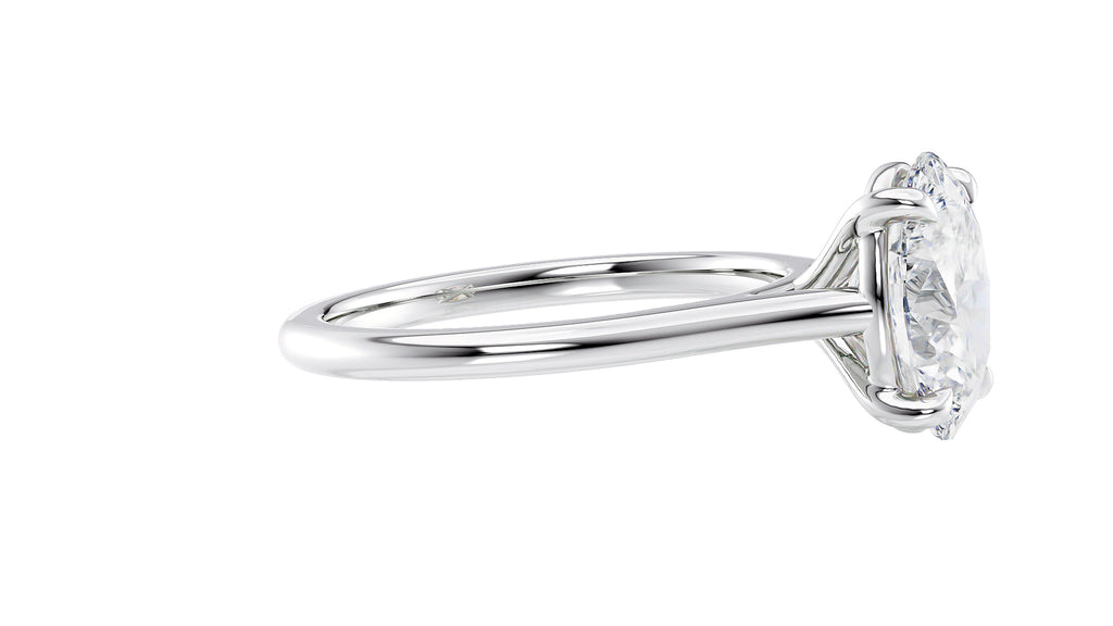 Oval Solitaire Very Thin Band Diamond Engagement Ring