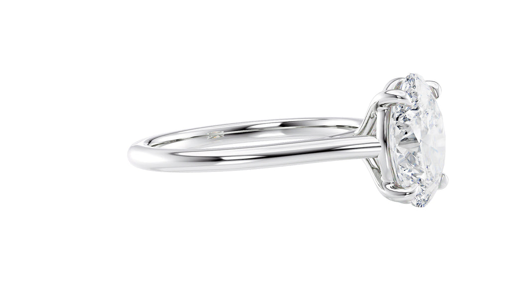 Oval Solitaire Very Thin Band Diamond Engagement Ring