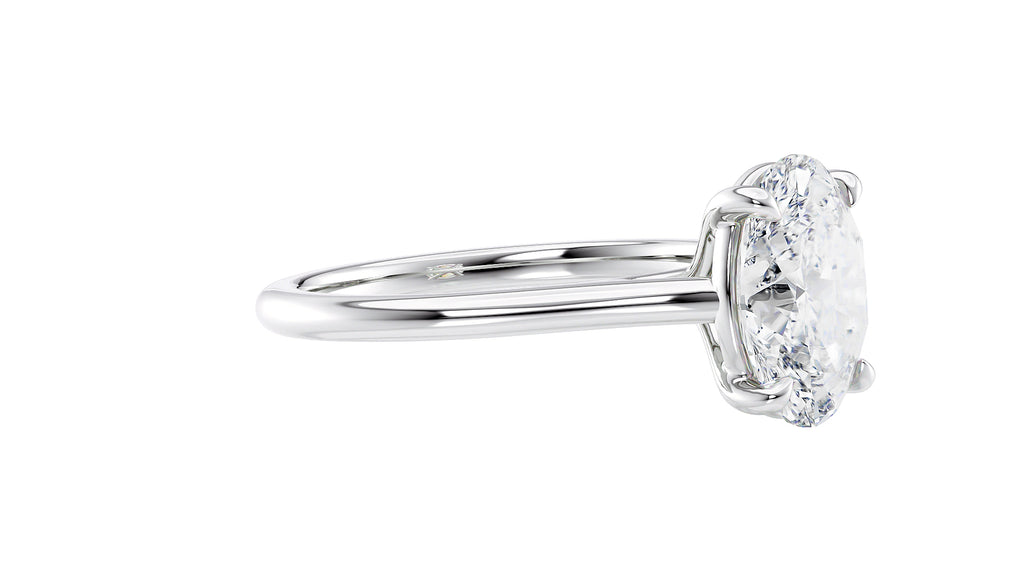 Oval Solitaire Very Thin Band Diamond Engagement Ring