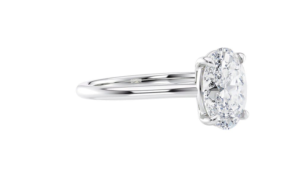 Oval Solitaire Very Thin Band Diamond Engagement Ring