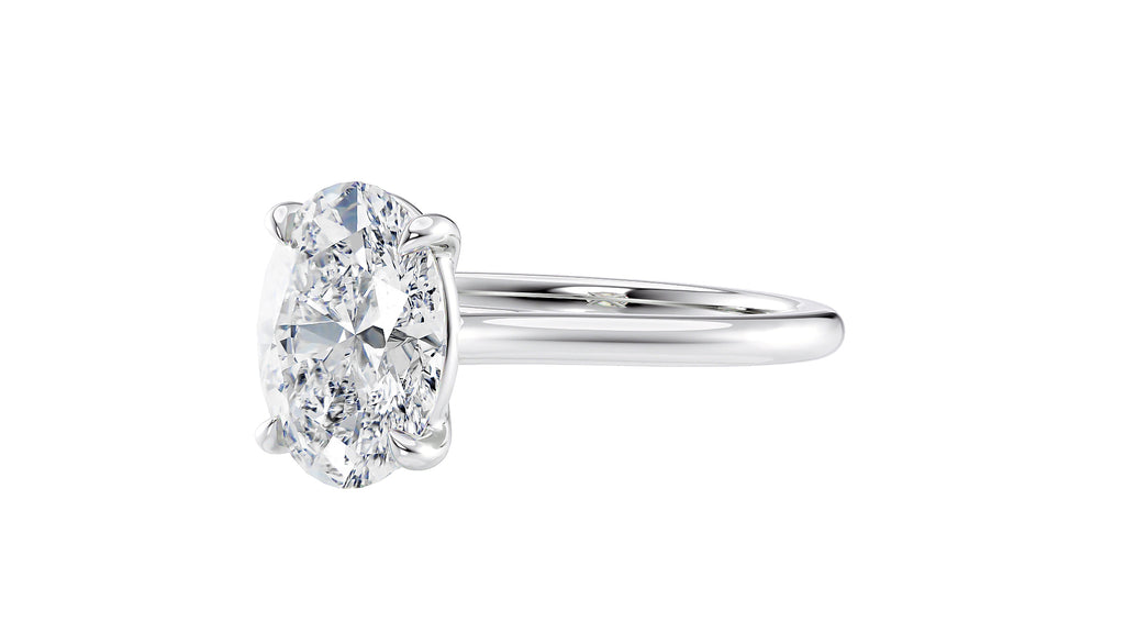 Oval Solitaire Very Thin Band Diamond Engagement Ring