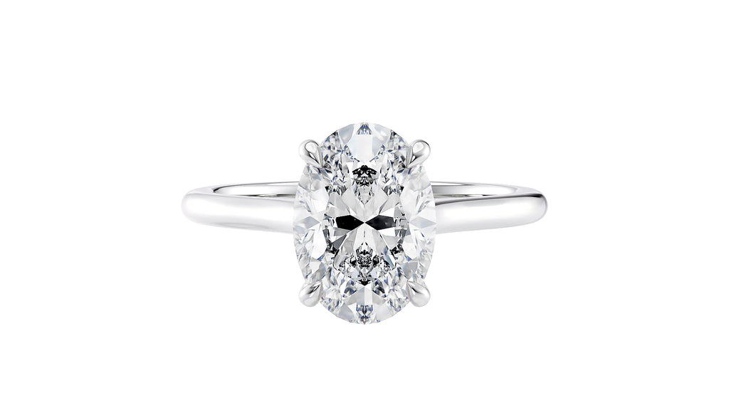 Oval Solitaire Very Thin Band Diamond Engagement Ring