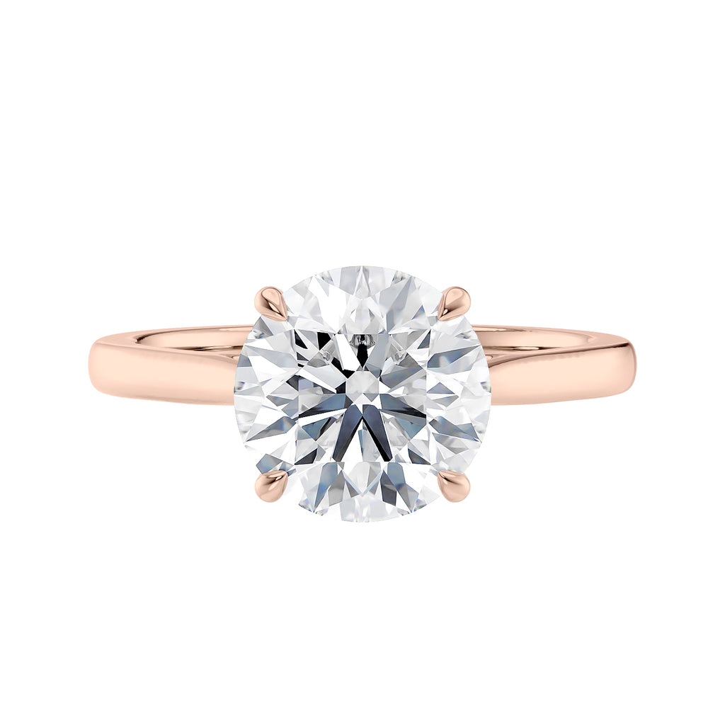 Classic diamond engagement ring rose gold front view.