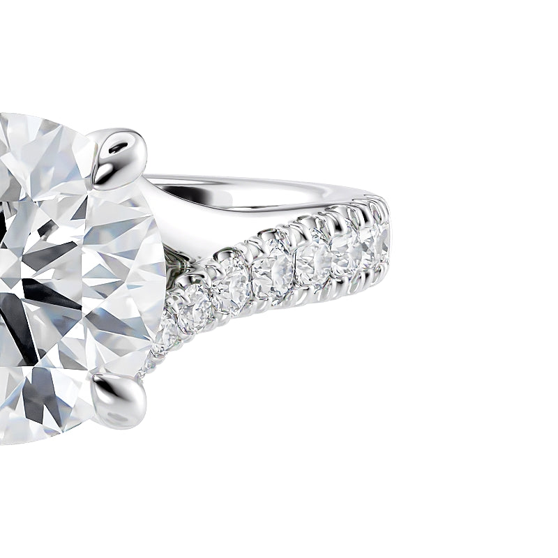 1 carat diamond engagement ring with diamond band made in platinum - McGuire Diamonds