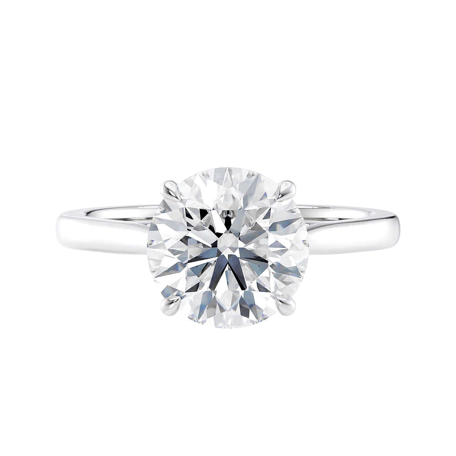 Classic diamond engagement ring white gold front view.