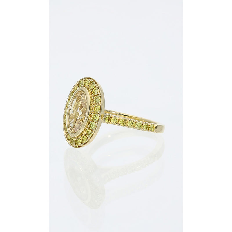 yellow diamond halo engagement ring yellow gold