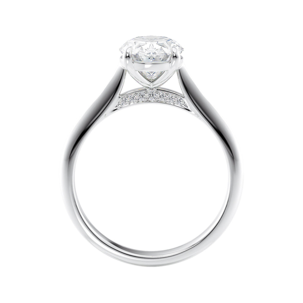    1 Carat Lab Grown Oval Diamond Engagement Ring McGuire Diamonds Side View