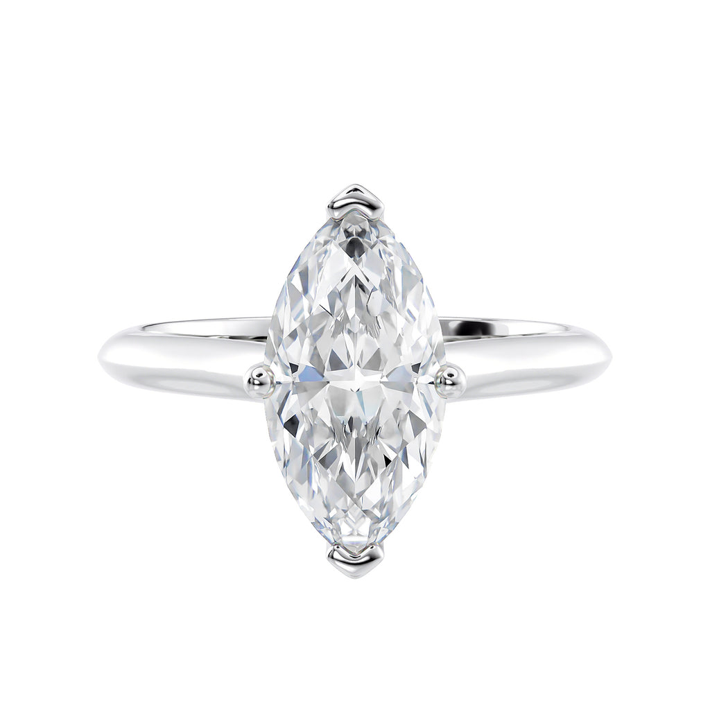 Marquise diamond ring handmade in white gold