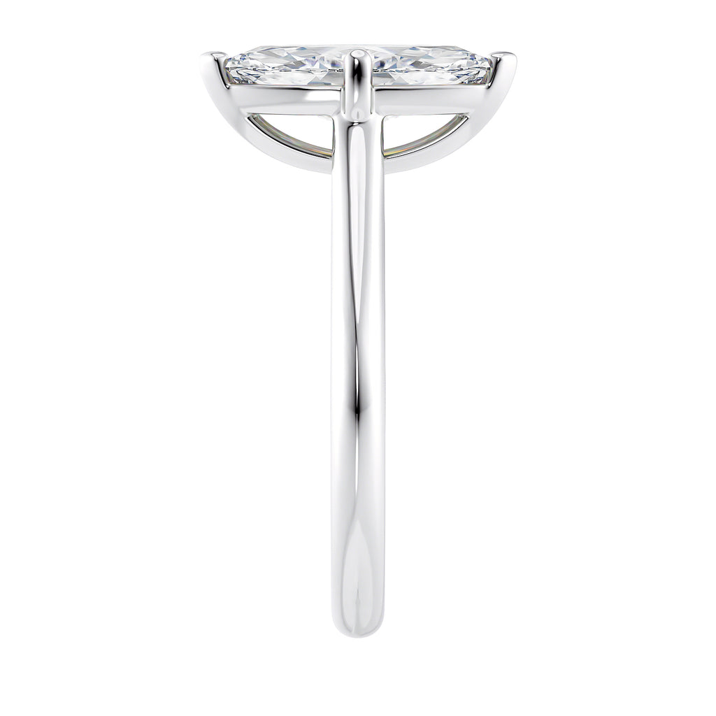 Marquise diamond ring handmade in white gold end view