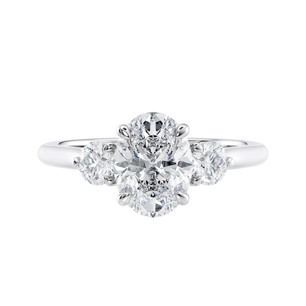 1 carat oval 3 stone engagement ring