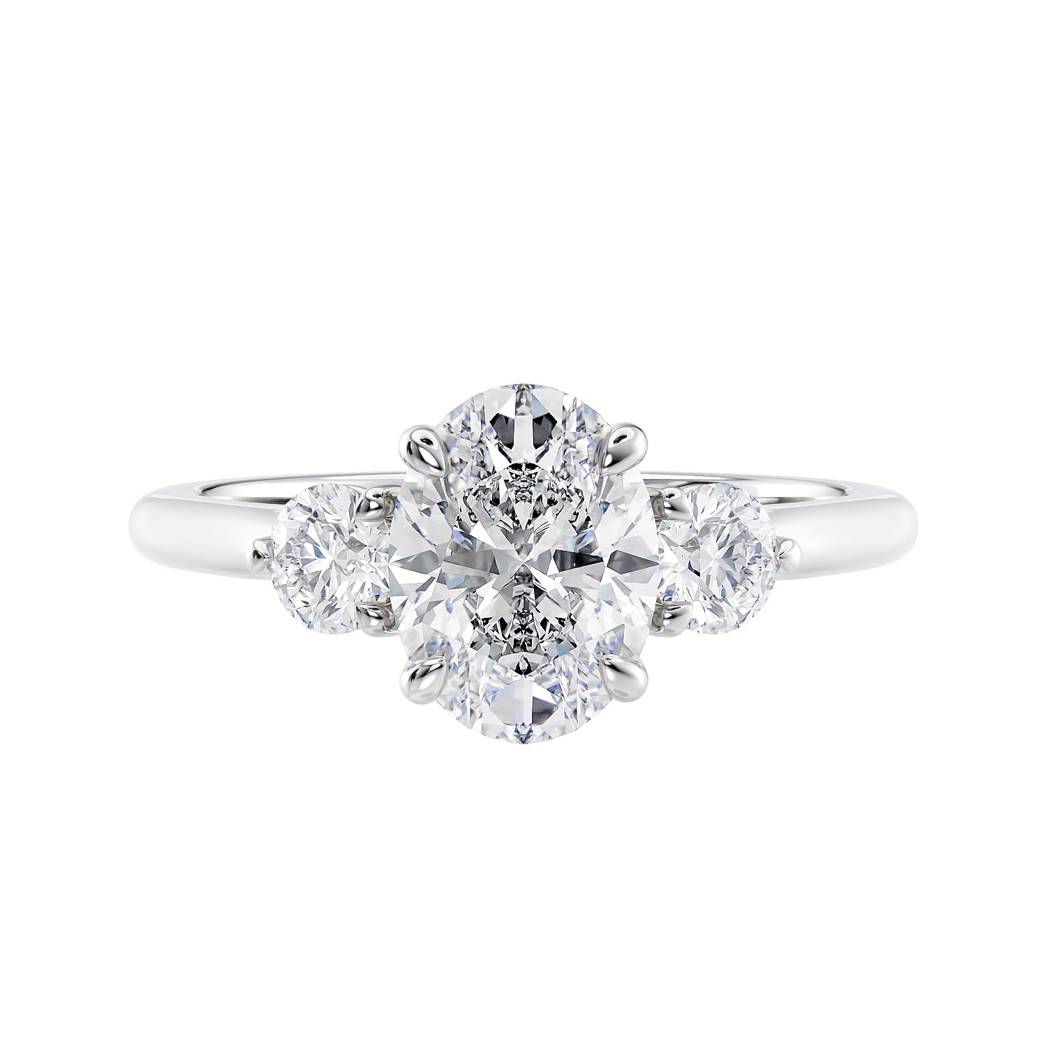 1 carat oval 3 stone engagement ring
