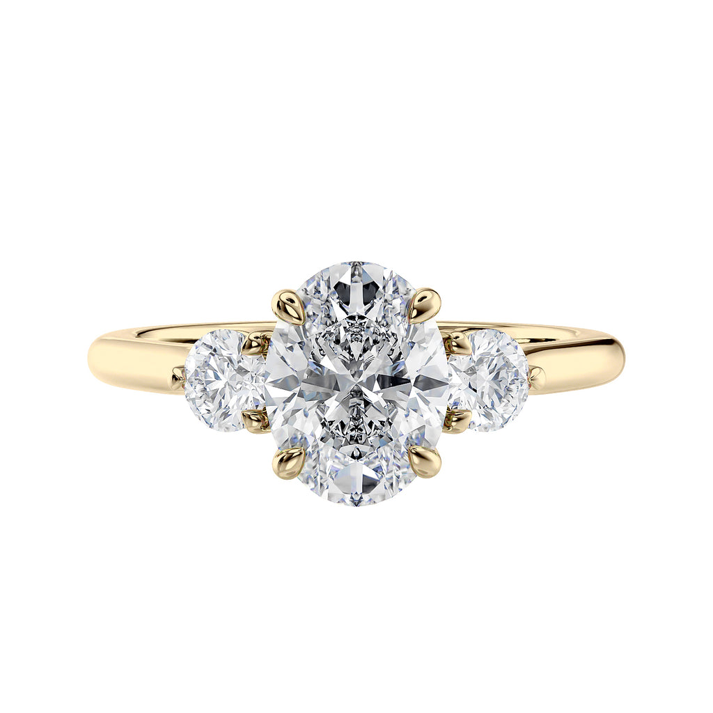 1 carat oval diamond 3 stone ring