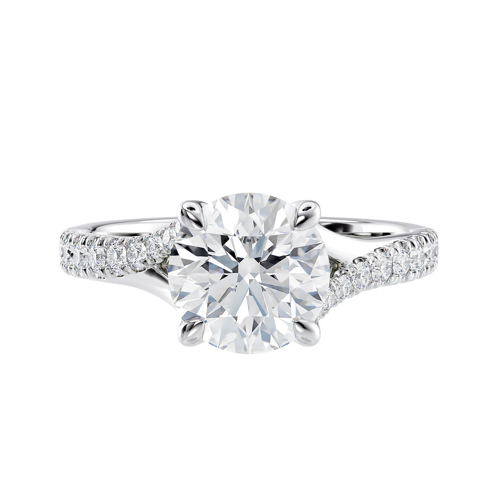 2 carat twist band engagement ring front view