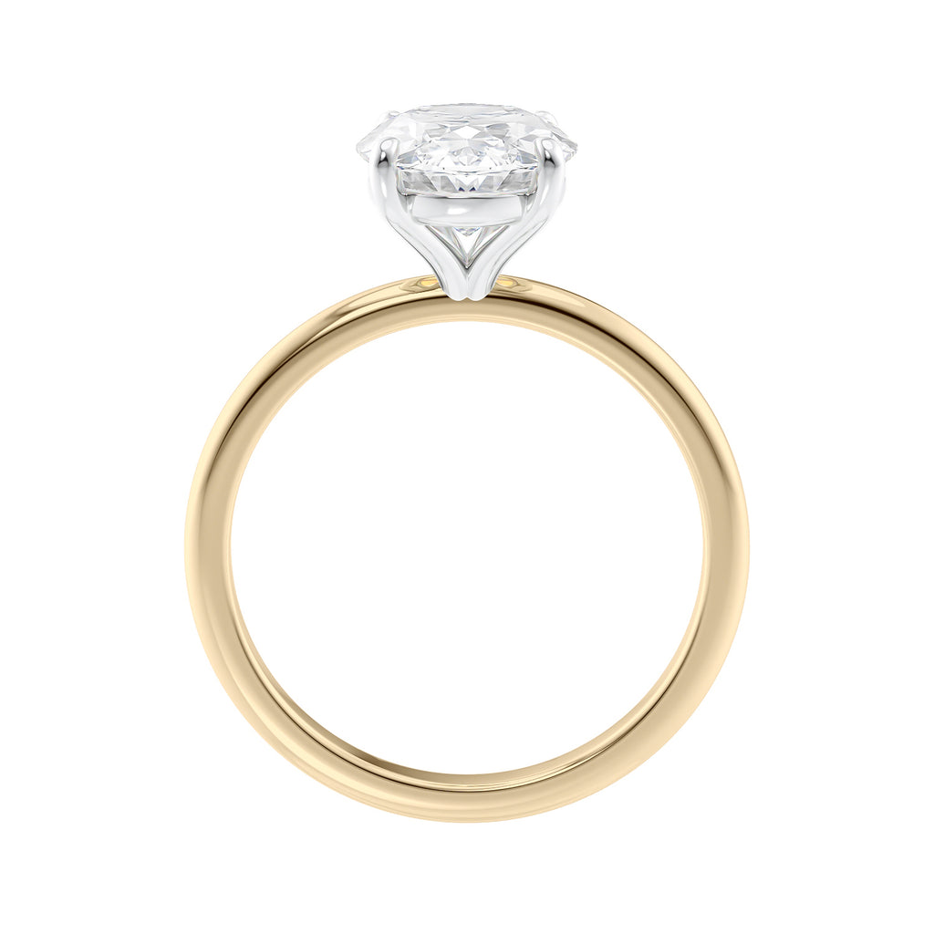 2 carat lab grown diamond ring with yellow gold band