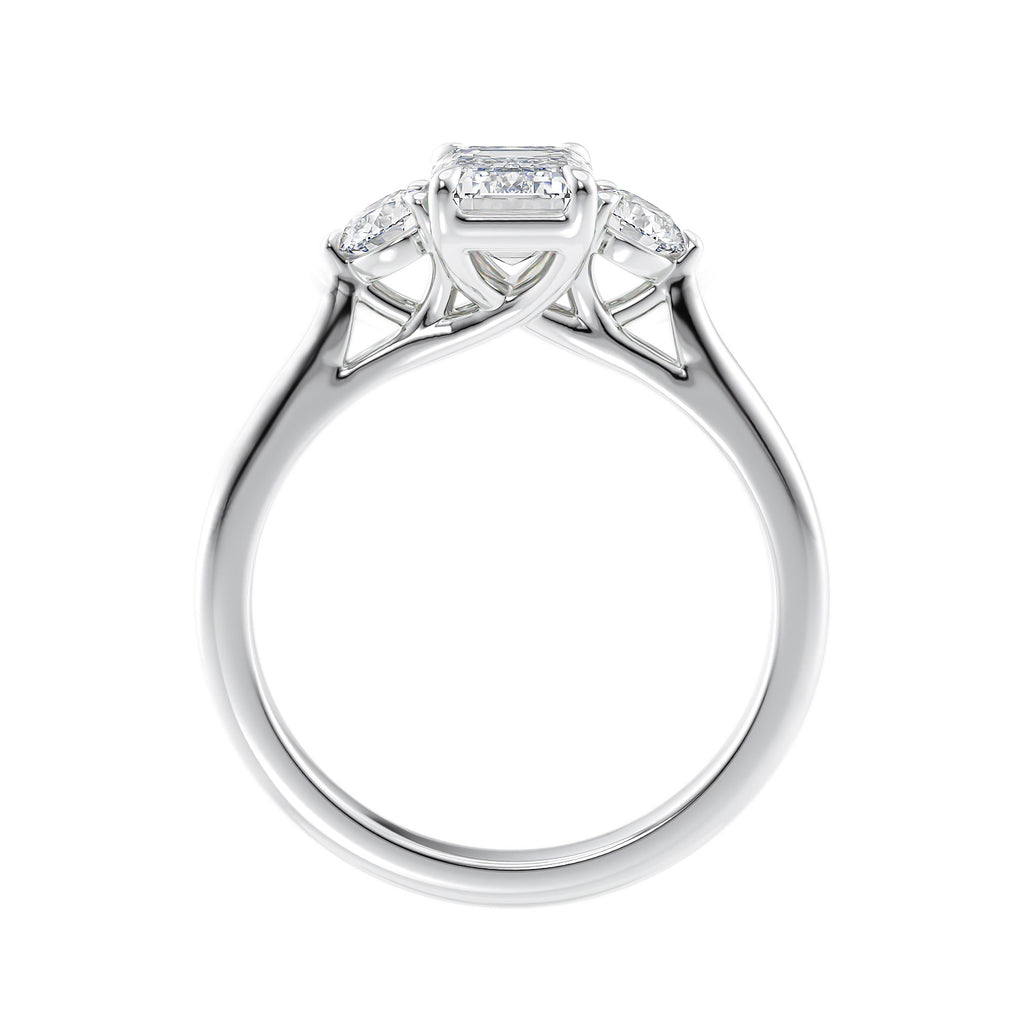 3 stone engagement ring side view