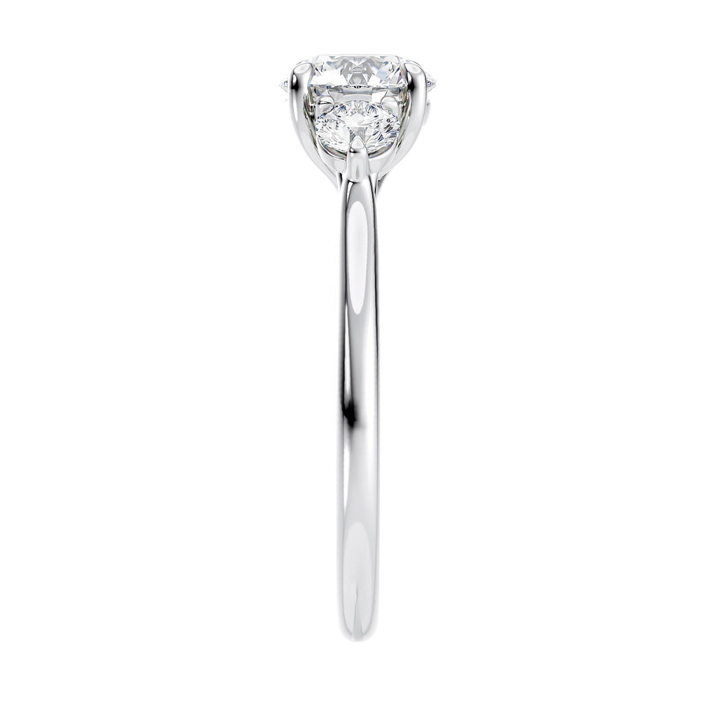3 stone engagement ring end view