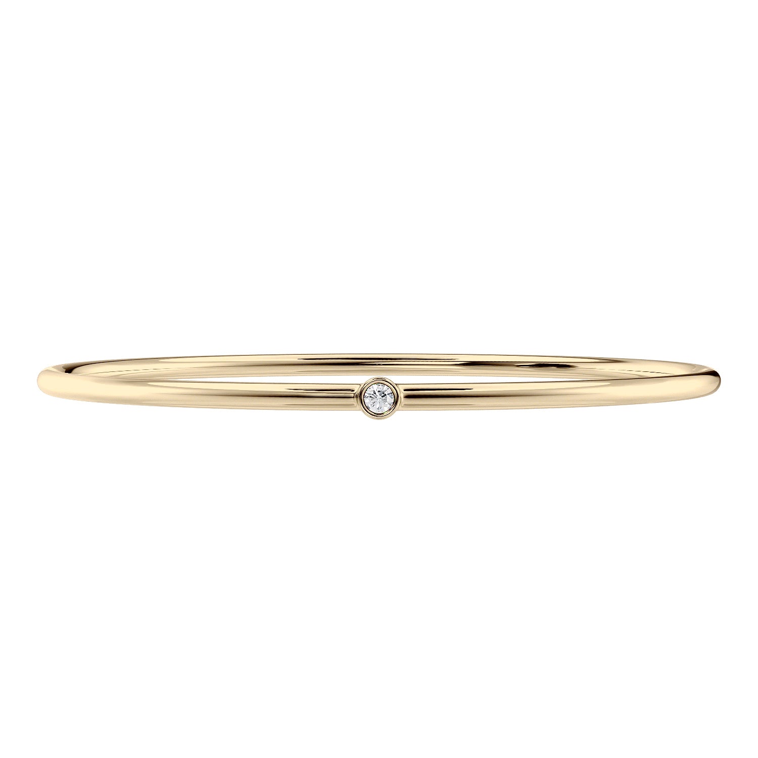Solid Gold Bangle with Diamond