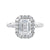 Lab grown emerald cut diamond halo ring