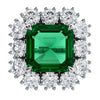 Emerald  and diamond cluster ring