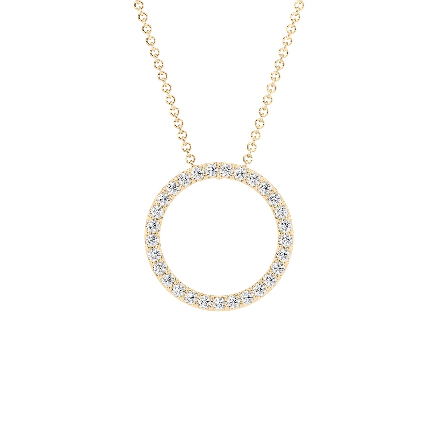 Gold circle diamond pendant