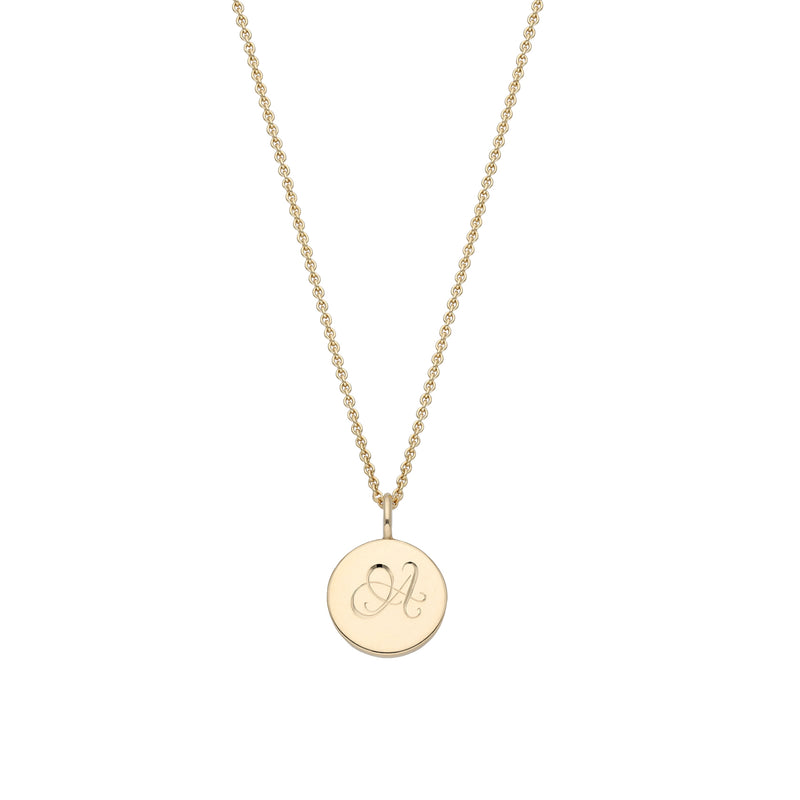 engraved disc gold necklace