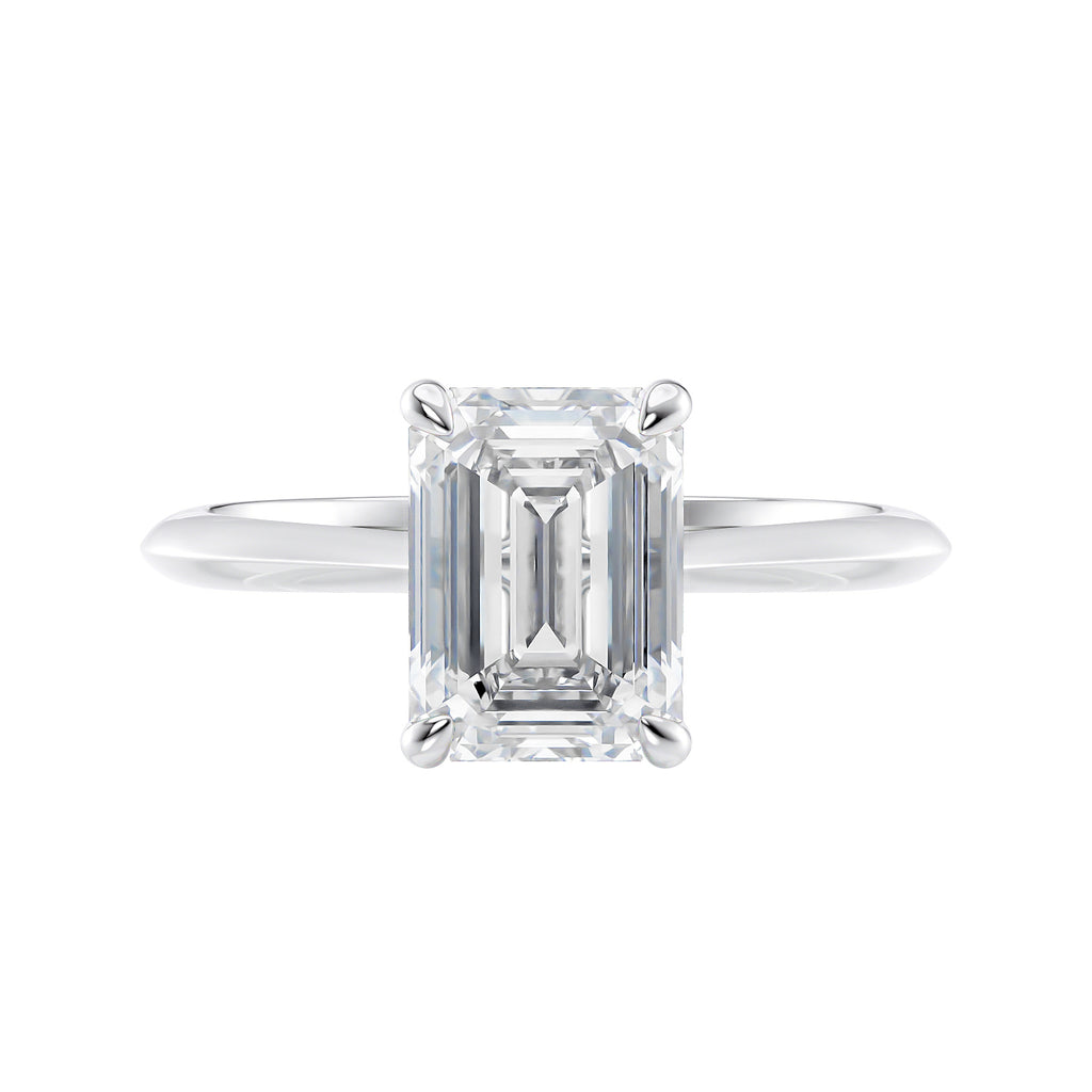 Solitaire Emerald Cut Diamond White Gold Engagement Ring Ireland 