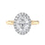Oval diamond engagement ring with halo and slim band