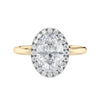Oval diamond engagement ring with halo and slim band