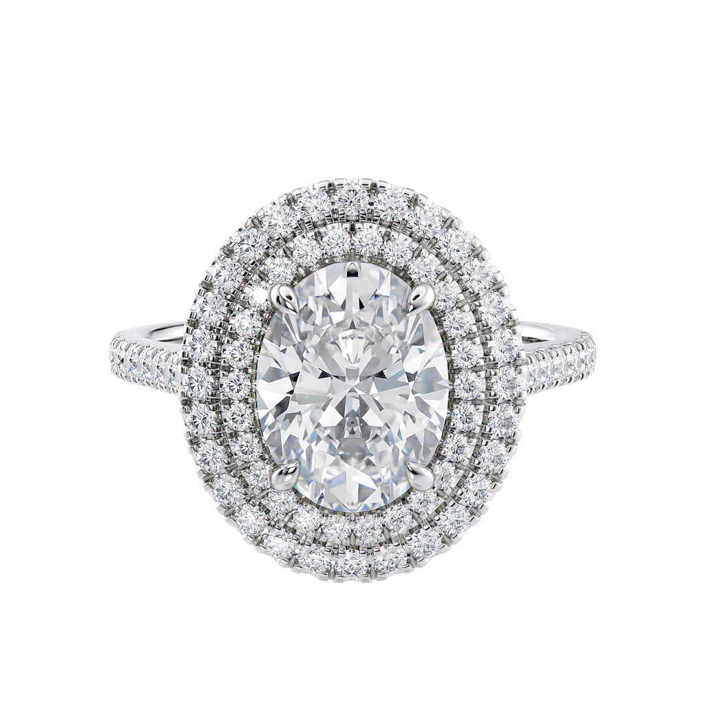 Laboratory grown diamond double halo ring