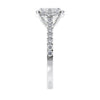 Oval solitaire diamond ring with castell shoulders end view