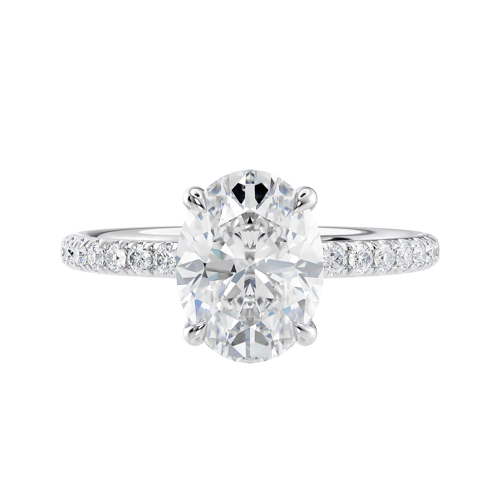 Polished White Gold Lab Grown Oval Diamond Ring McGuire Diamonds