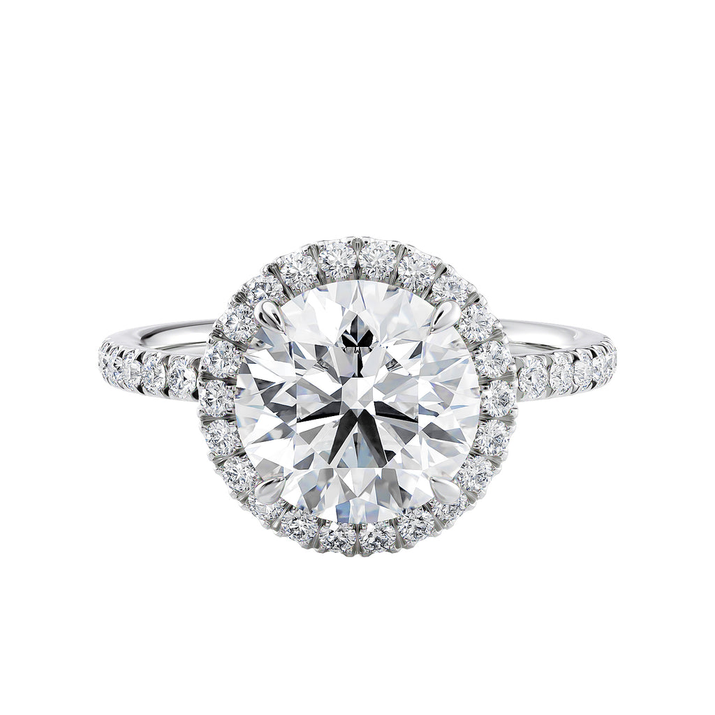 Round diamond halo laboratory grown diamond ring