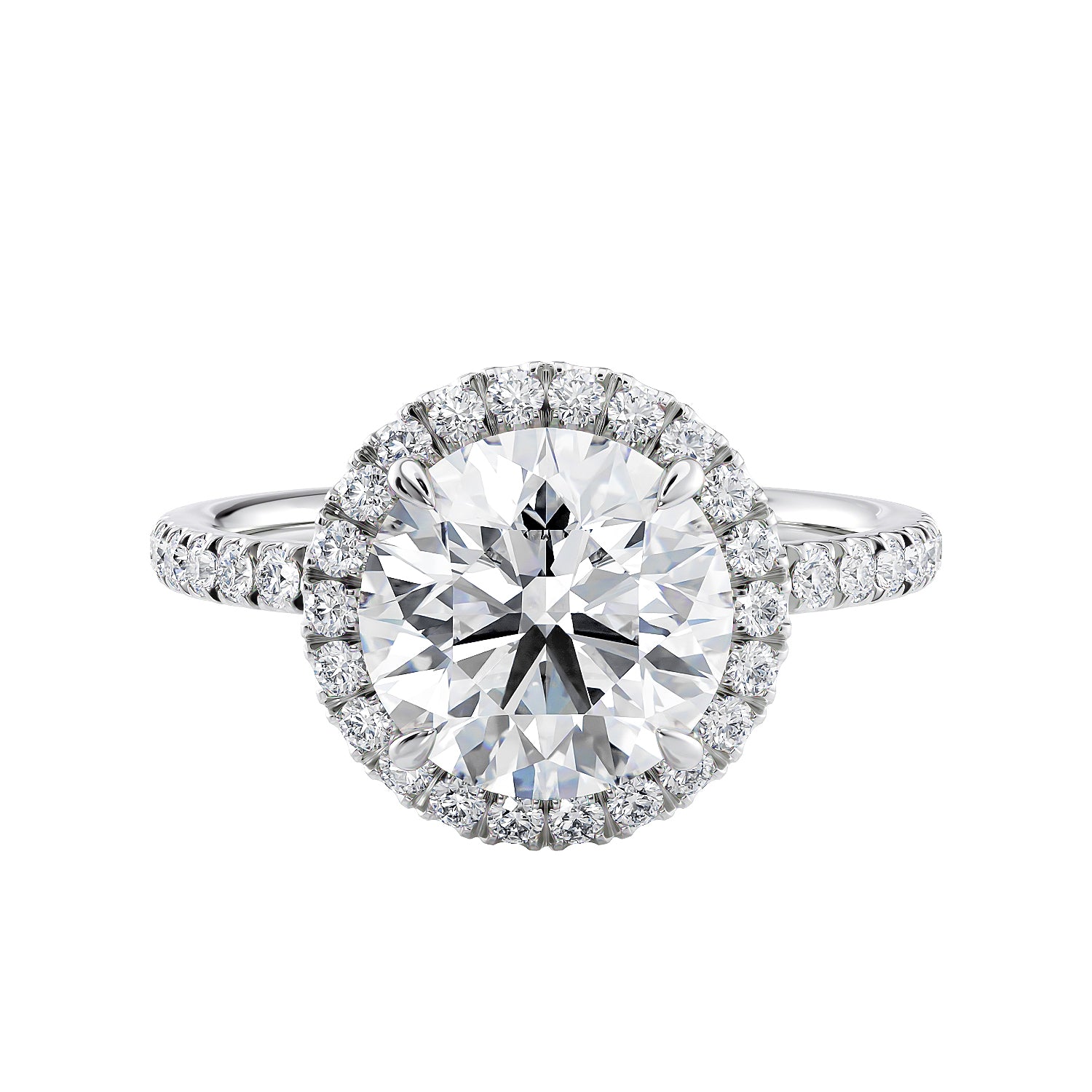 Round diamond halo laboratory grown diamond ring